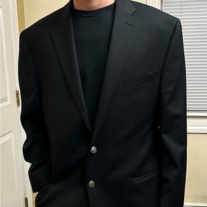 Mens Michael Kors Suit Solid Black Wool (44 Regular)